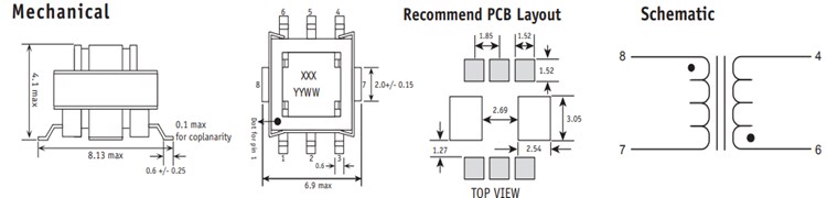 Mechanical Drawing - ICE Components CT04 SMT Current Sense Transformers